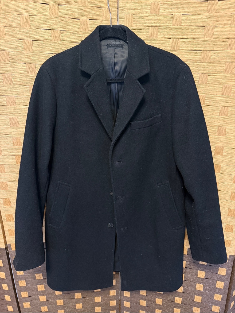 Mango mens black overcoat